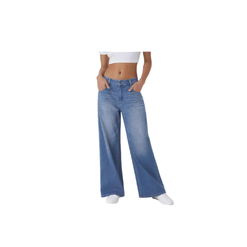 Retro Faded Wide Leg Jeans Women's Loose Multi-Process Denim Pants