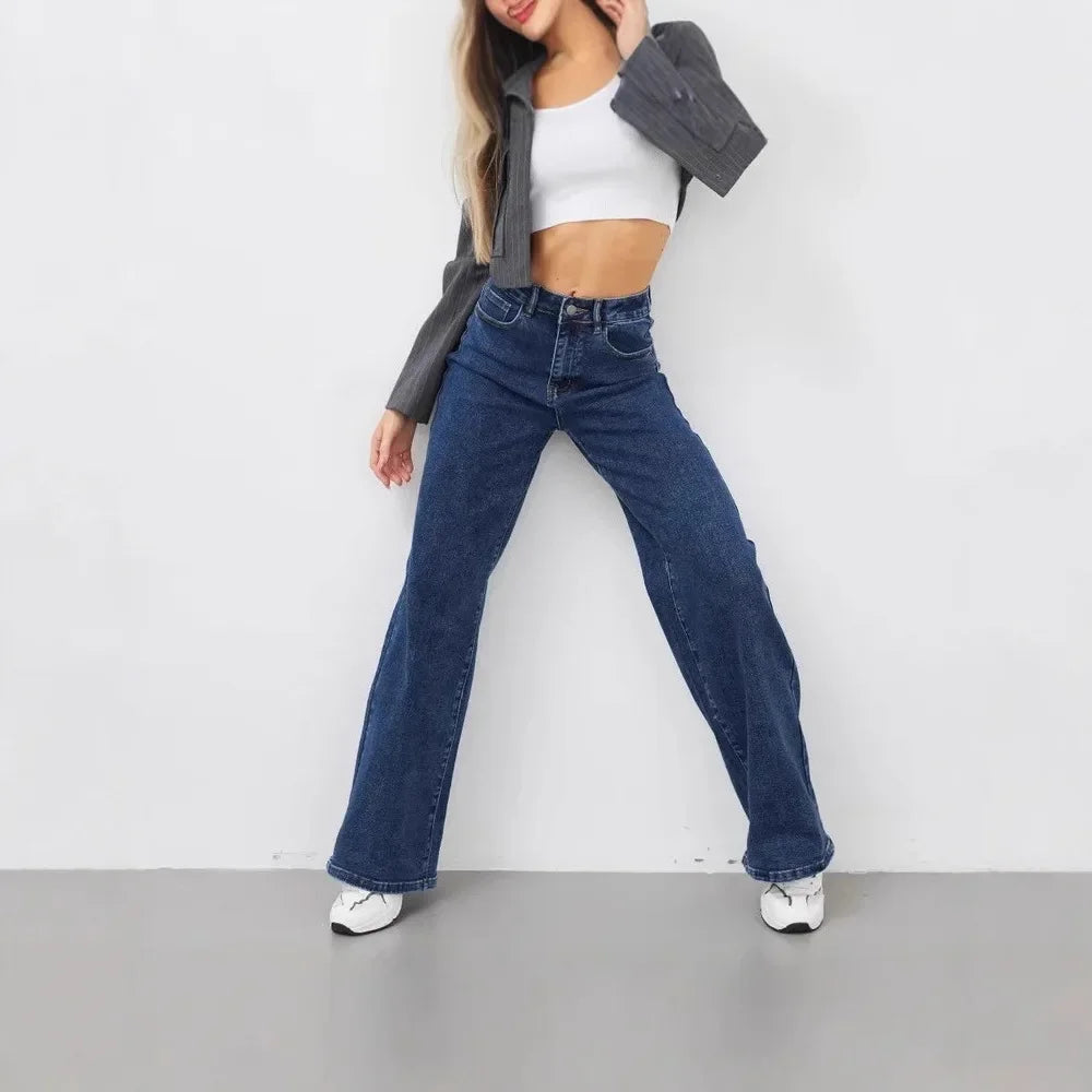 High Waist Wide Leg American Style Summer Casual Women's Jeans – Floor Length Design