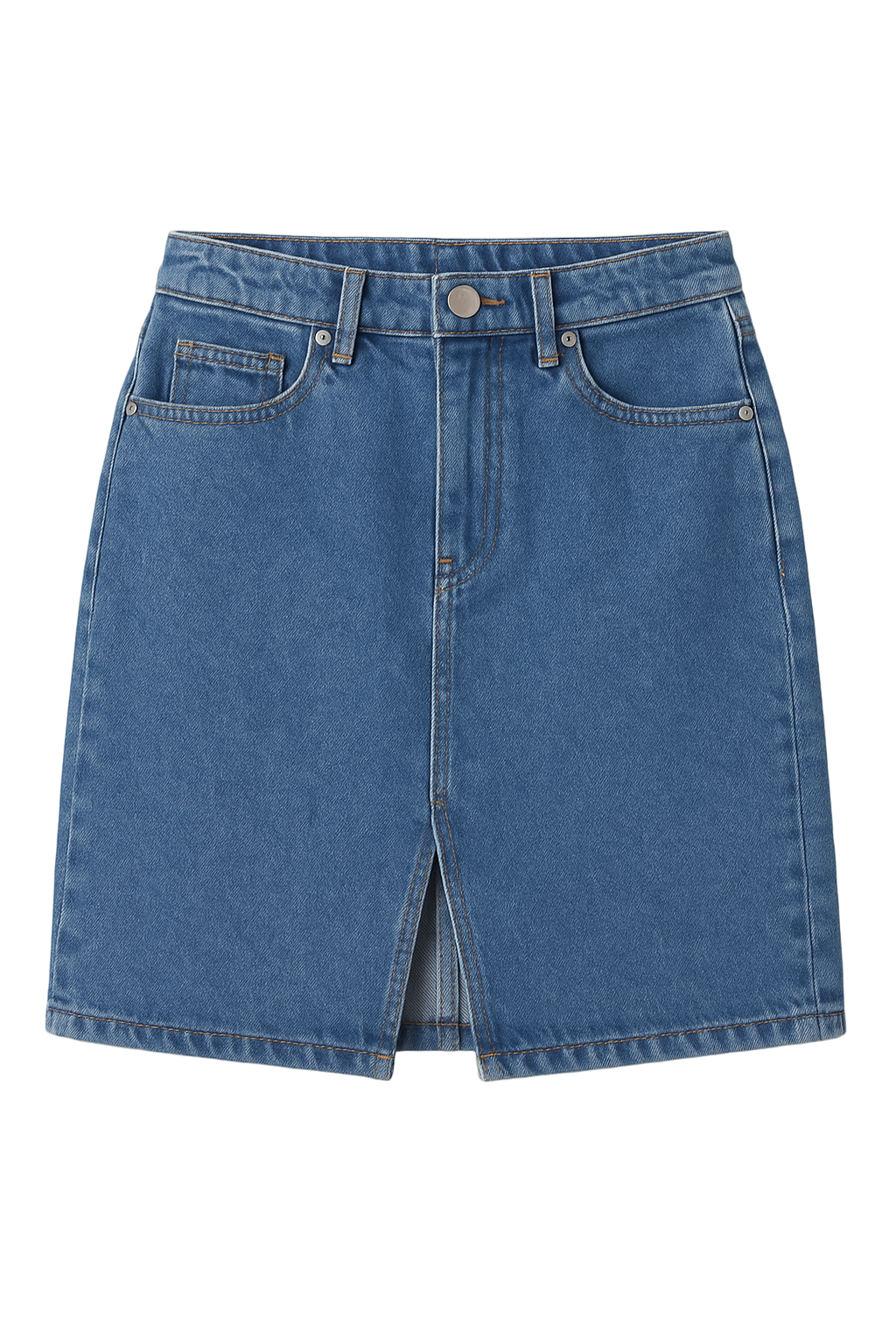 Viva Sleek High-Waisted Denim Skort – Stretch Mini Skirt with Side Slit