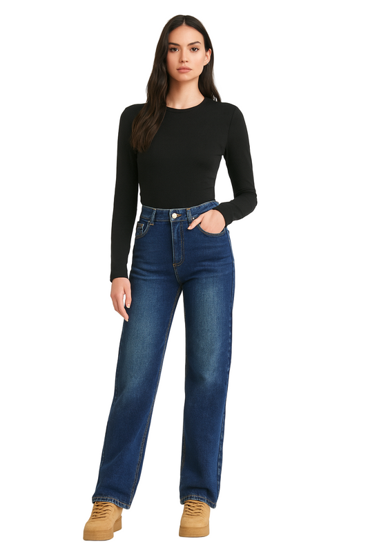 Winter Thickened Women’s Mink Velvet Jeans – Warm Soft Fleece Lined High Waist Loose Straight Pants for Women