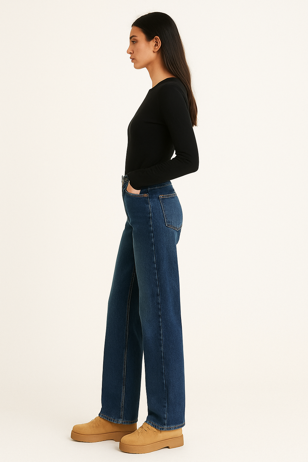 Winter Thickened Women’s Mink Velvet Jeans – Warm Soft Fleece Lined High Waist Loose Straight Pants for Women