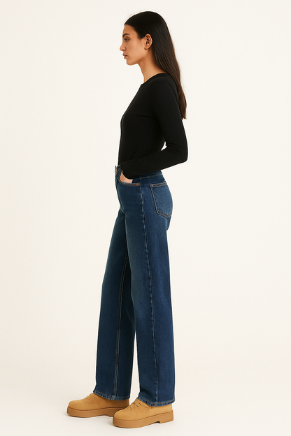 Winter Thickened Women’s Mink Velvet Jeans – Warm Soft Fleece Lined High Waist Loose Straight Pants for Women