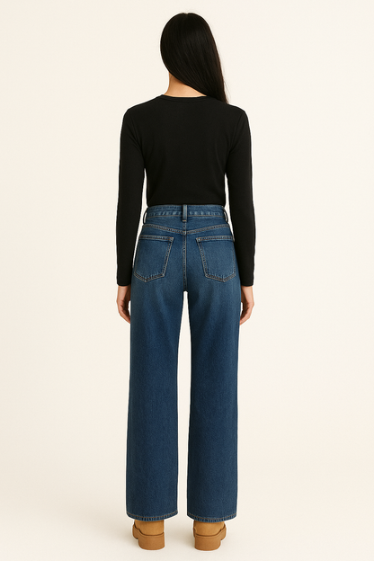 Winter Thickened Women’s Mink Velvet Jeans – Warm Soft Fleece Lined High Waist Loose Straight Pants for Women