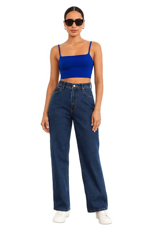 High Waist Wide Leg American Style Summer Casual Women's Jeans – Floor Length Design