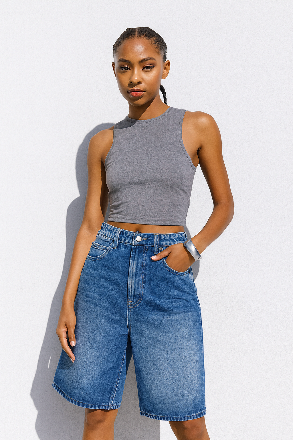 American Retro Style Five-Piece Denim Shorts for Women – Summer Spring 2025 Collection