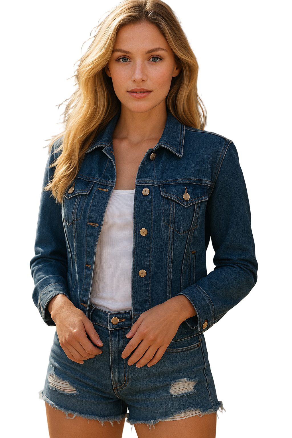 New Spring Summer Women Casual Button Front Denim Jacket – Korean Style Slim Fit