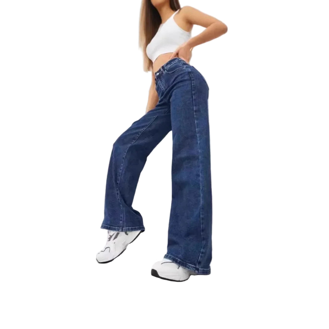 High Waist Wide Leg American Style Summer Casual Women's Jeans – Floor Length Design