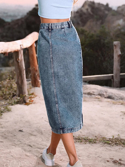 Benuynffy Sexy Streetwear Button Women Skirt – High Waist Denim Elegance
