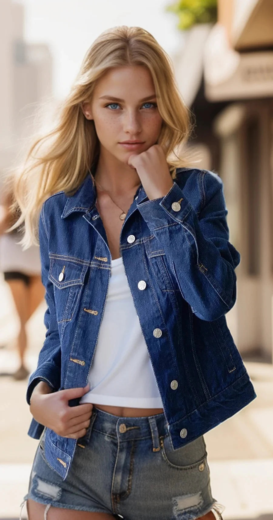 New Spring Summer Women Casual Button Front Denim Jacket – Korean Style Slim Fit