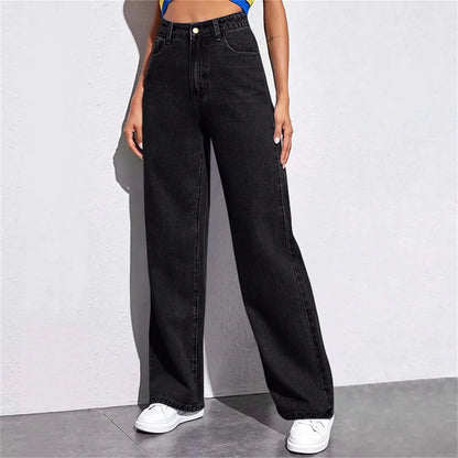 High Waist Wide Leg American Style Summer Casual Women's Jeans – Floor Length Design