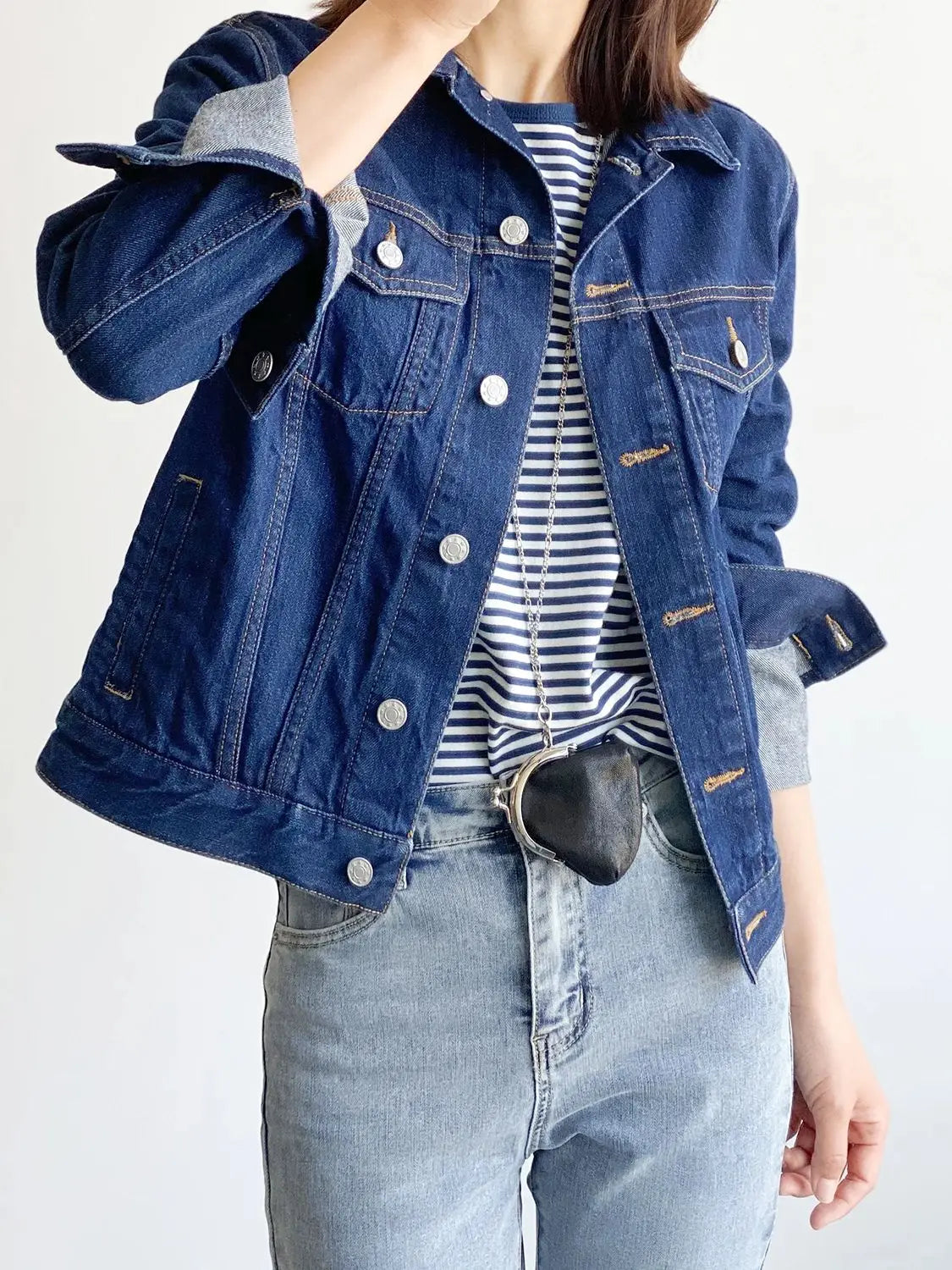 New Spring Summer Women Casual Button Front Denim Jacket – Korean Style Slim Fit