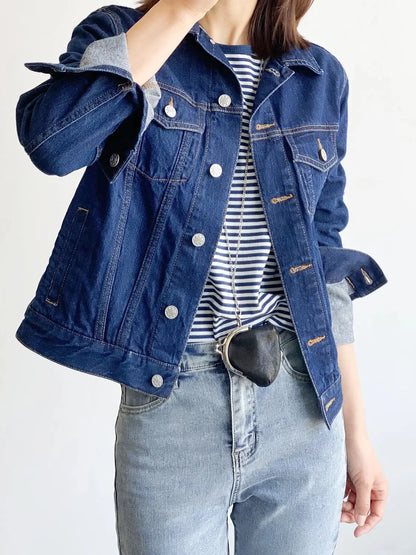 New Spring Summer Women Casual Button Front Denim Jacket – Korean Style Slim Fit