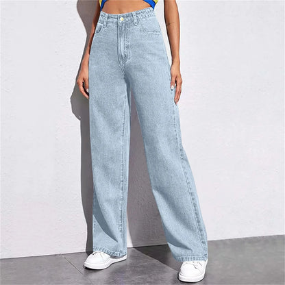 High Waist Wide Leg American Style Summer Casual Women's Jeans – Floor Length Design
