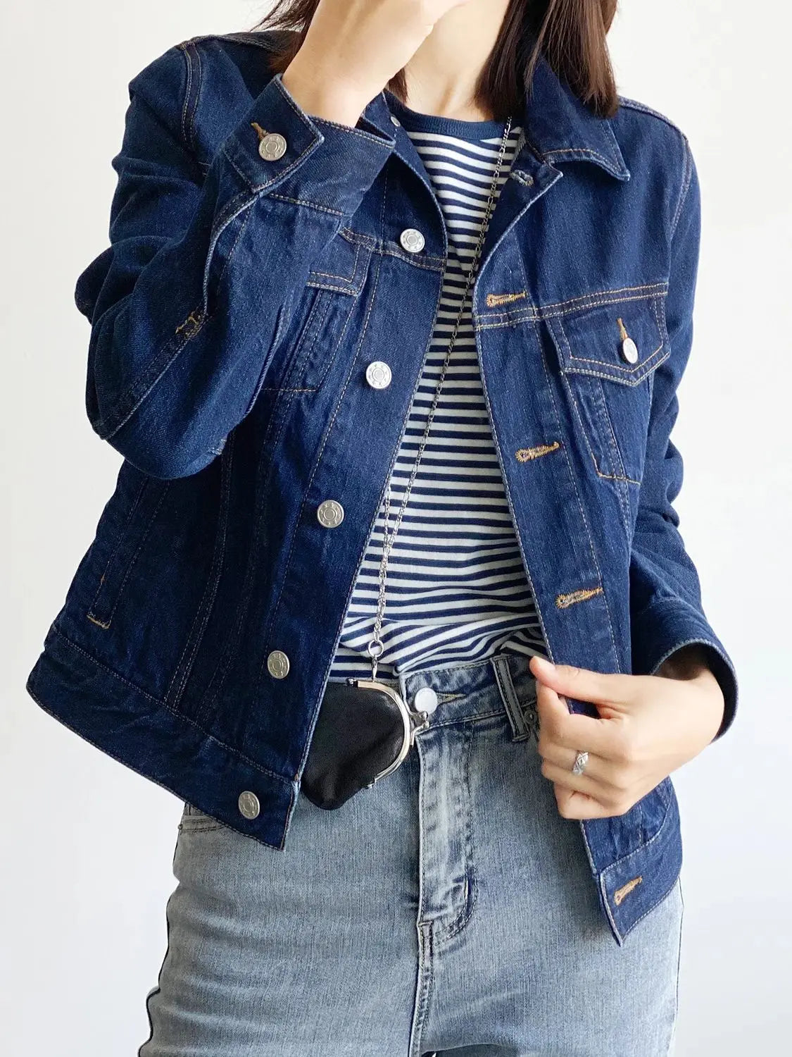New Spring Summer Women Casual Button Front Denim Jacket – Korean Style Slim Fit