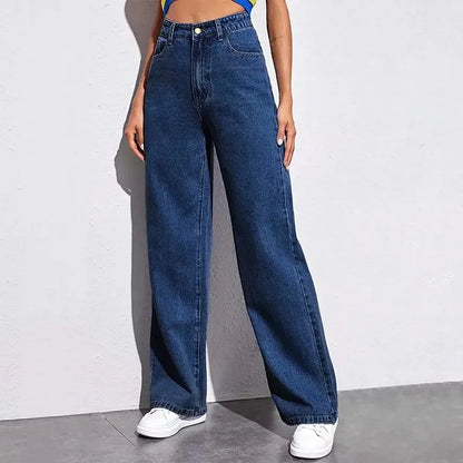 High Waist Wide Leg American Style Summer Casual Women's Jeans – Floor Length Design